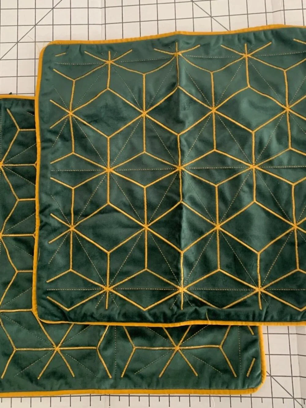 NEW 2 FOOCHY Green Velvet Throw Pillow Cover 18x18 Inch Embroidered Pillow Cover
